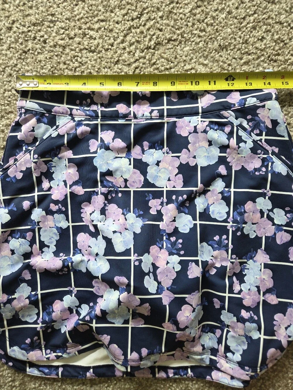 Peter Millar Alice Petal Hem Floral Golf Skirt Skort Medium Navy Pink UPF 50